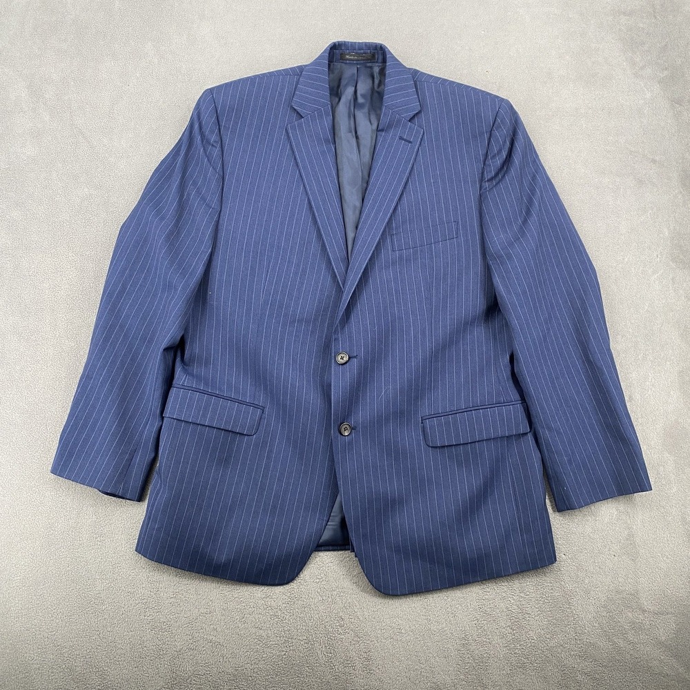 Lauren Ralph Lauren Mens 44R Blazer Navy Blue Pinstripe 100% Wool Sport Coat